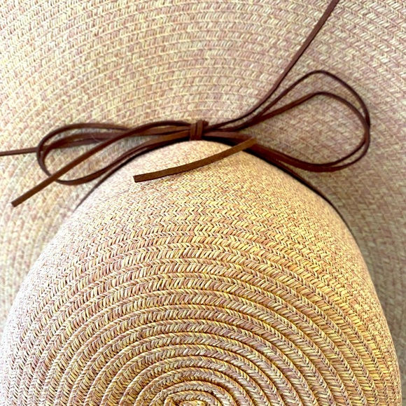 NWT Rare! Boho Boston Proper beaded, charms- woven tan floppy sun hat. - Picture 3 of 12